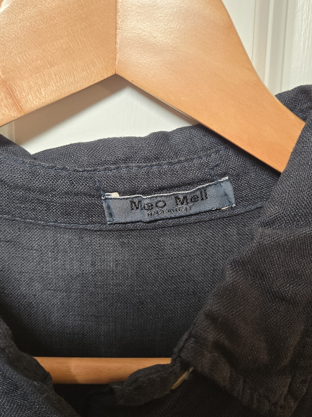 Black Button-Front Linen Midi Dress Made in Italy Coastal 100% Linen - Picture 4 of 6